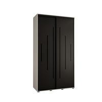 SCHWEBETÜRENSCHRANK 235,2/130/60 2-türig - Schwarz/Weiß, Holz/Metall (130/235/60cm) - Abiks Möbel