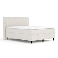 BOXBETT Voyage Hellbeige 140/200 cm mit Matratze und Topper - Beige/Schwarz, Holz/Holzwerkstoff (140/200cm) - Maison de Reve