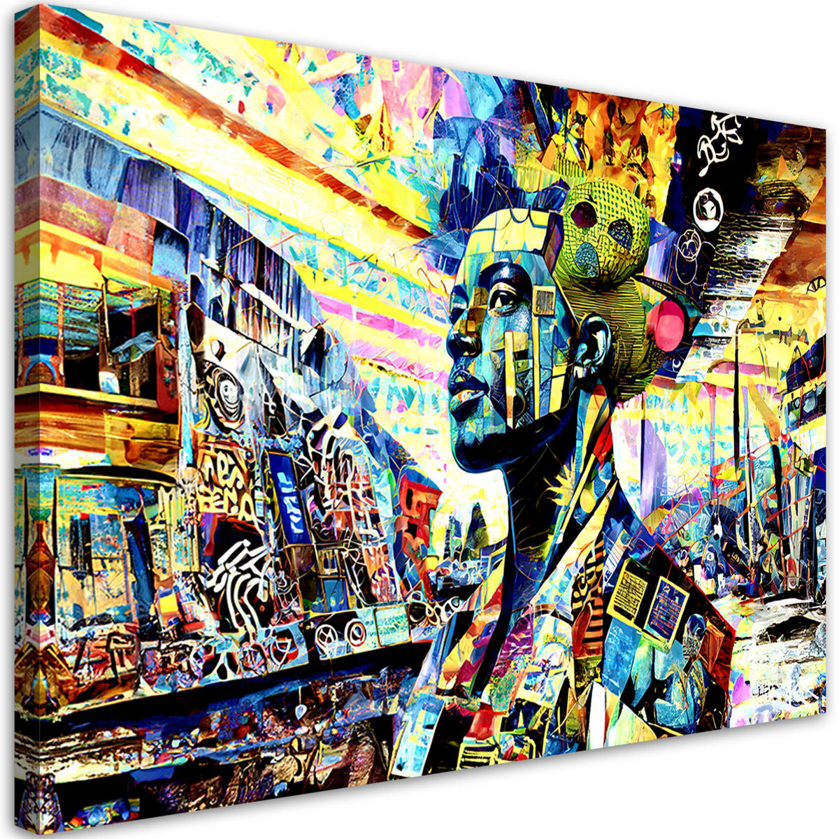 LEINWANDBILD Bunte Frau Abstrakt 60x40cm - Multicolor, Textil (60/40cm) - Feeby