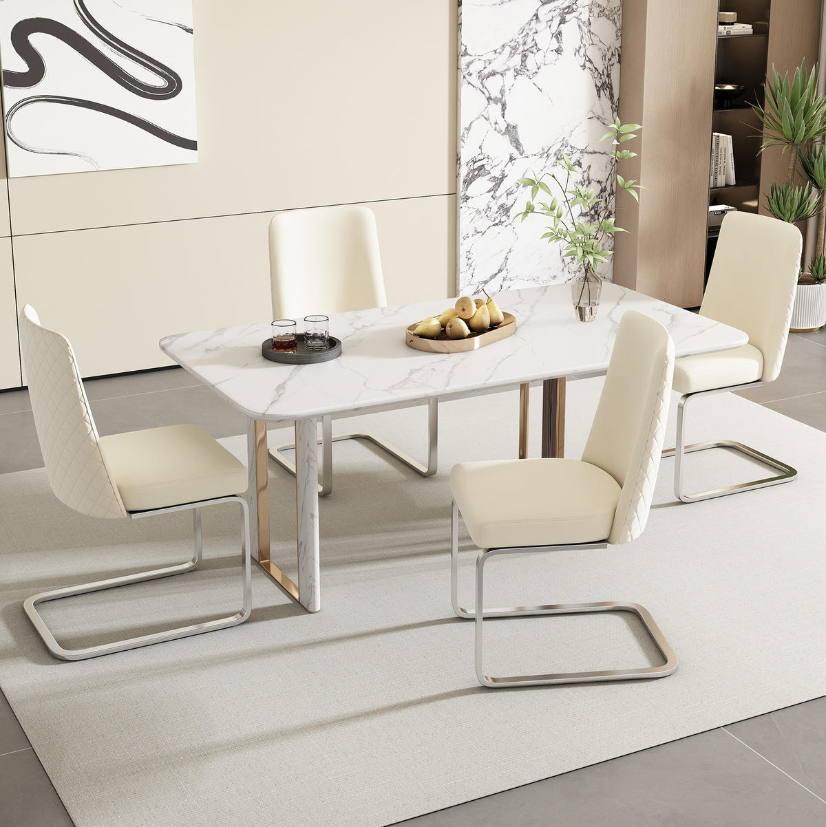 ESSZIMMERSTUHL 6er-Set Samt Beige mit Metallbeinen - Beige, Metall (45/88/52.2cm) - Meubliv