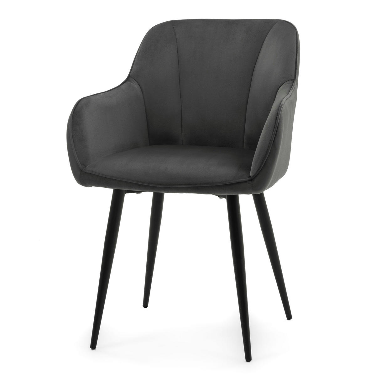 STUHL LAGO gespolsterter mit Steppung - grau - Samt Velours - Schwarz/Grau, Textil/Metall (58/85/60cm) - NEW HOME