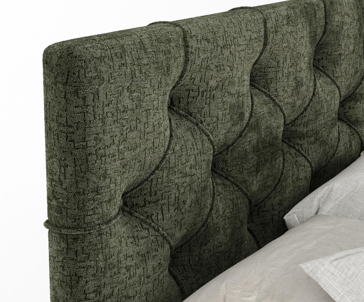 BOXSPRINGBETT Hugo Olivenfarbe 140/200 cm - Schwarz/Olivgrün, Holz/Holzwerkstoff (140/200cm) - Maison de Reve