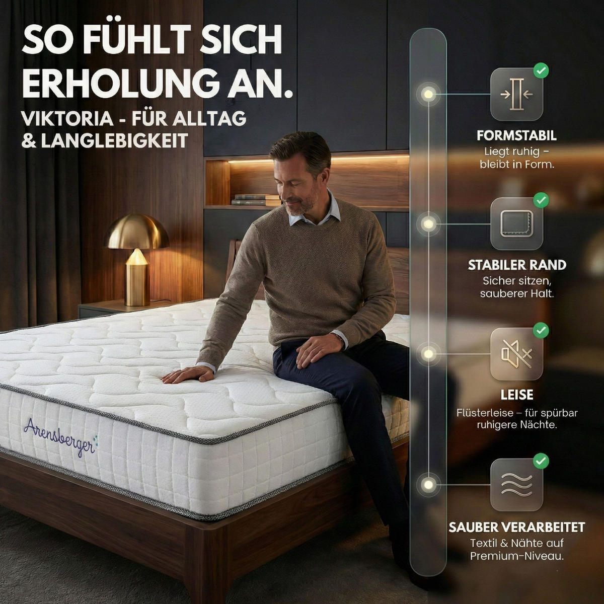 TASCHENFEDERKERN Matratze JANA, 120x200cm - Weiß, Textil (120/200cm) - Arensberger