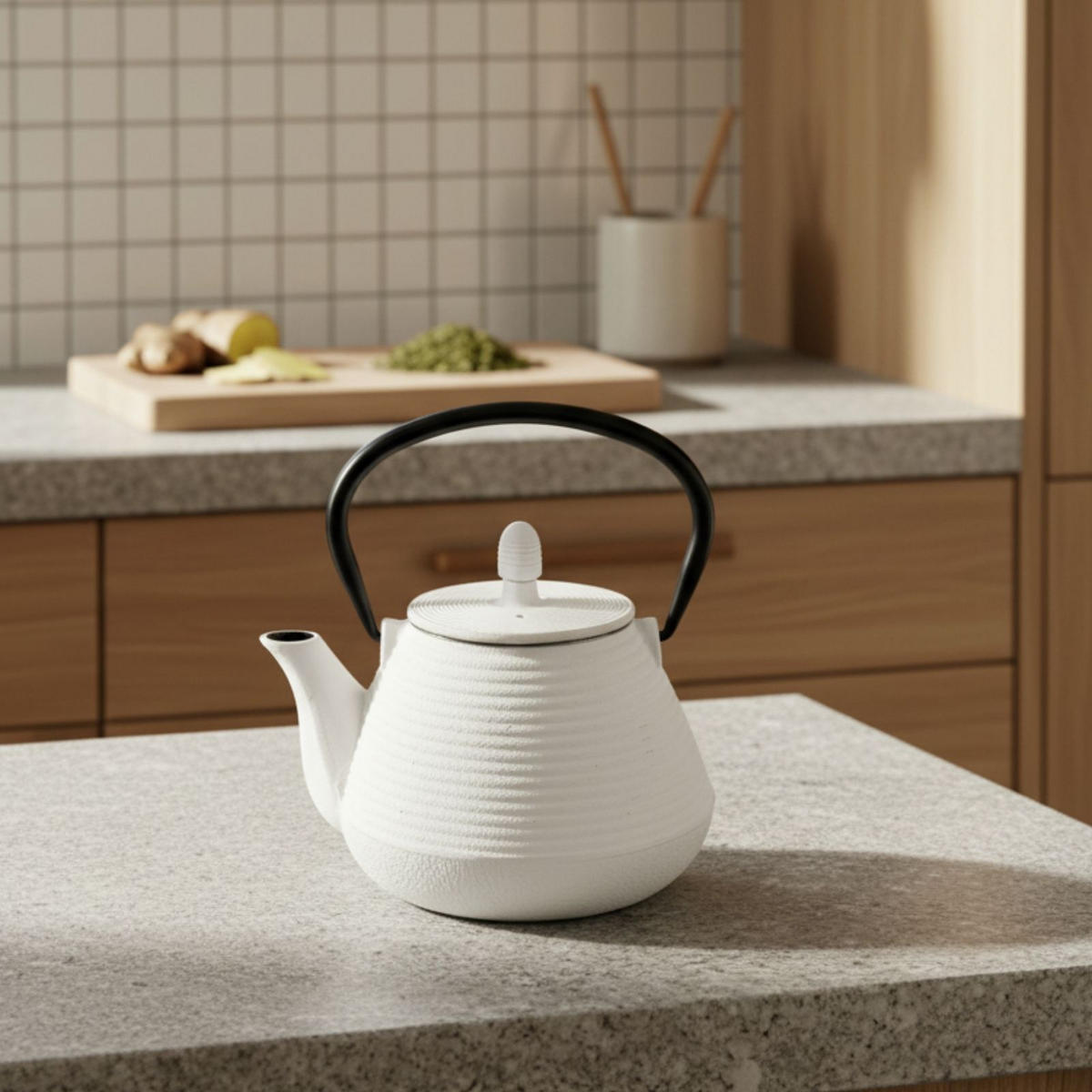 TEEKANNE Gusseisen Yuki 1000 ml - Weiß, Metall (1L) - AROMELIO
