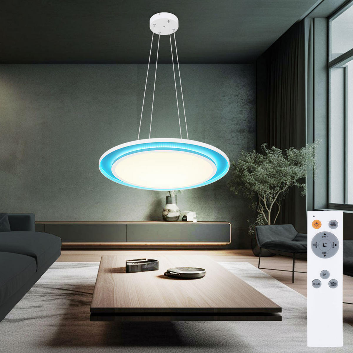 LED HÄNGELAMPE Weiß dimmbar RGB - Weiß, Metall (60/60/120cm) - Globo Lighting