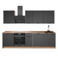 KUCHYNKA Fame-Line, Tmavo-sivá/Dub Goldkraft, 280 cm, AP Oak - dub medový/tmavosivá, kompozitné drevo (280/82/60cm) - Vicco