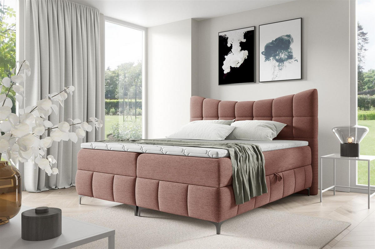 BOXBETT Charles In Aragon - Rosa, Holzwerkstoff/Textil (160/200cm) - Fun Möbel