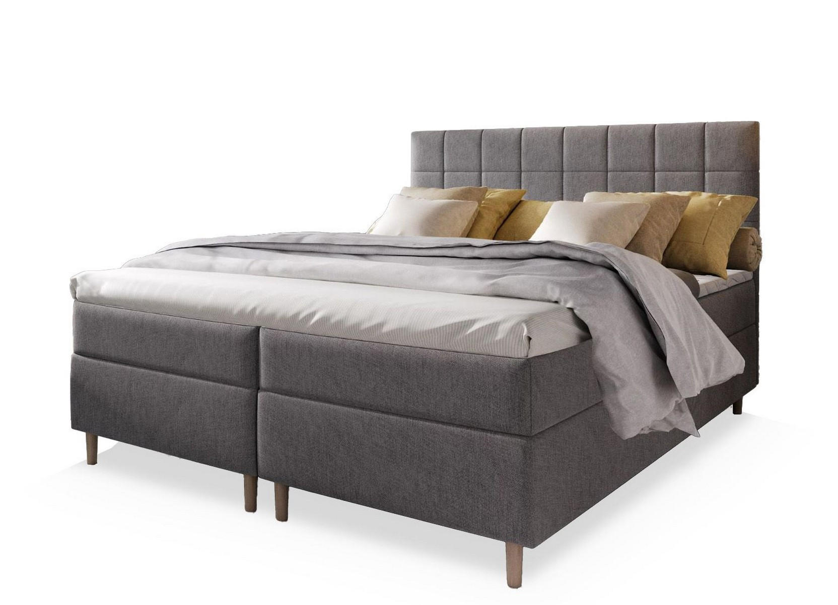 POSTEL BOXSPRING IBIZA 160x200 cm, s matrací a úložným prostorem, světle šedá - světle šedá, dřevo/kompozitní dřevo (160/200cm) - MASSENO