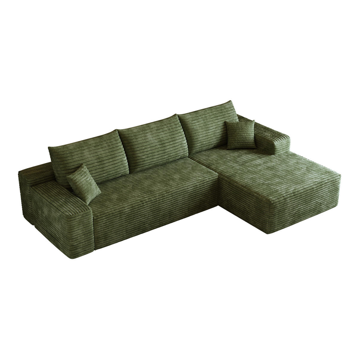 ECKSOFA 270/175/83 cm Grün Cord mit Chaiselongue, Rechte Seite - Grün, Textil (270/175cm) - Oxeza
