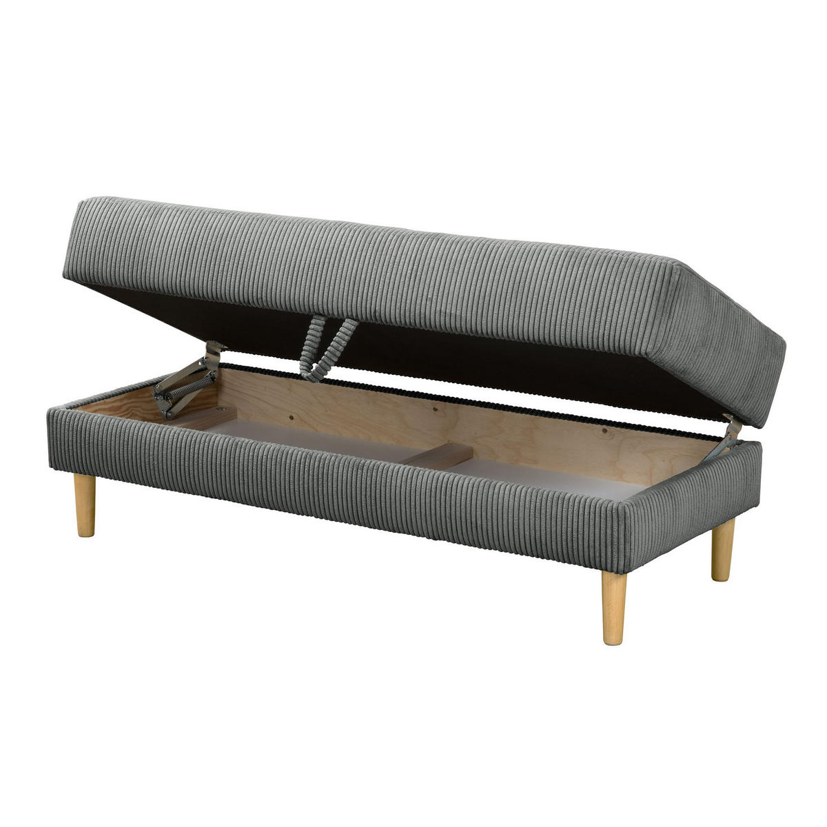 FUNKTIONSSOFA mit Hocker Kattie Cordstoff anthrazit - Anthrazit, Kunststoff (144/230cm) - 58aufmkessel