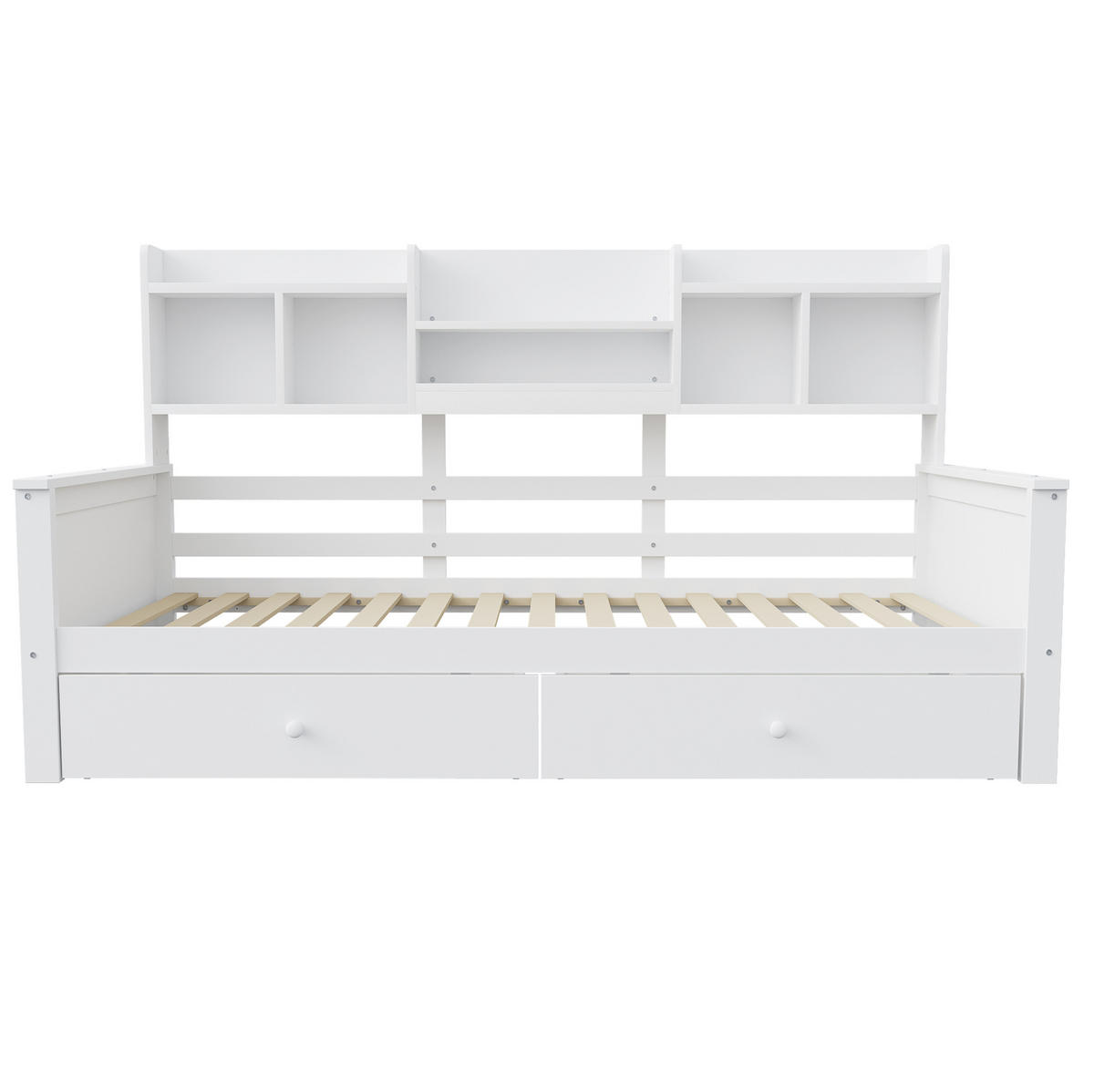 BETT-SOFA mit Schubladen und Ablagefächern 90x200 cm Weiß - Weiß, Holzwerkstoff (90/200cm) - Beauniv