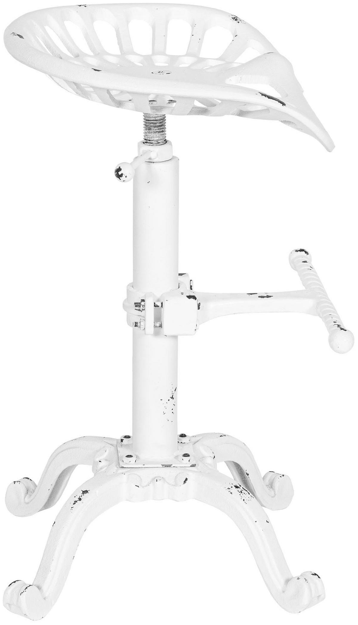 BARHOCKER Metall Antik Weiß - Weiß, Metall (44/56/34cm) - CLP