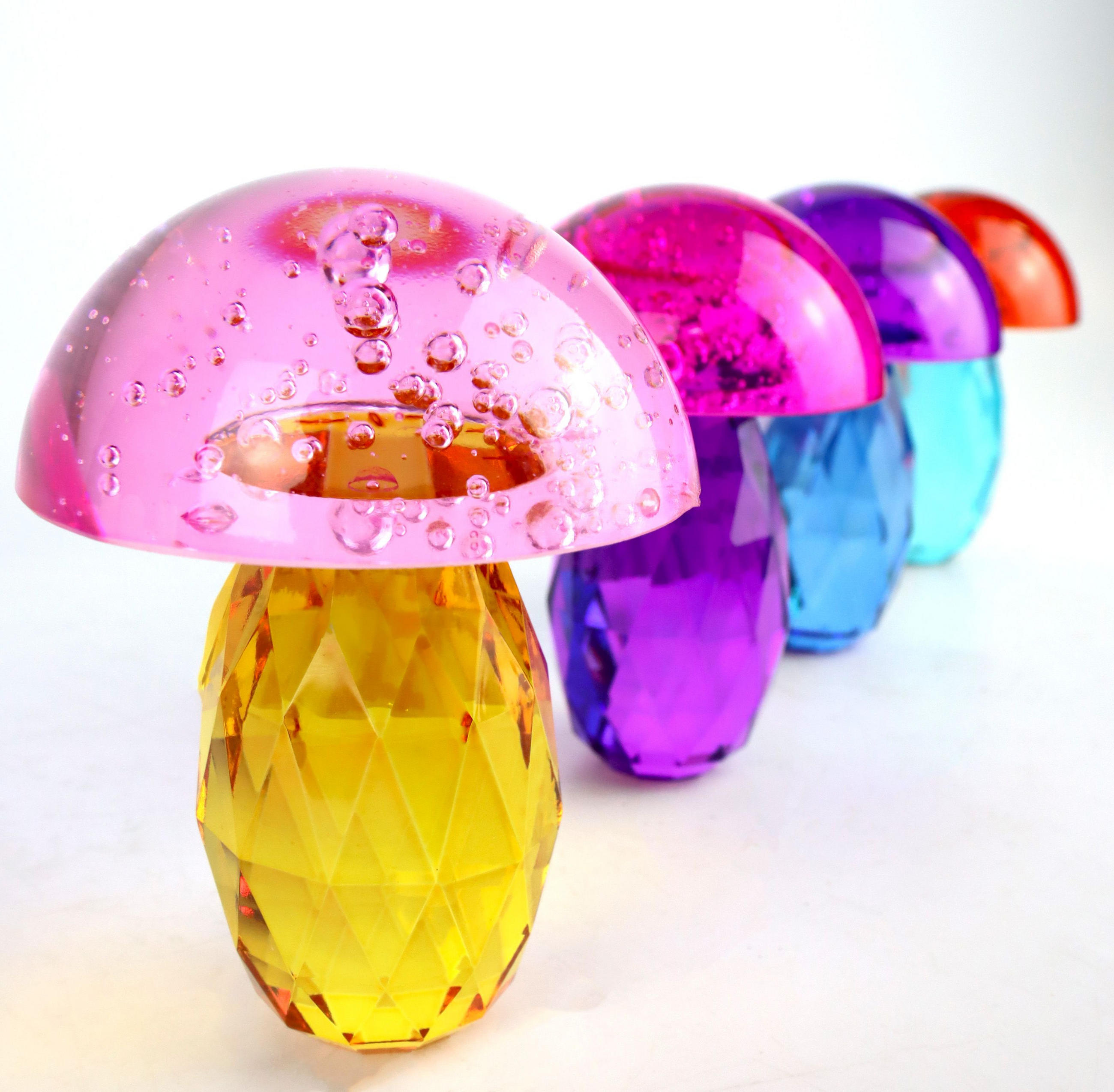 BRIEFBESCHWERER Glückpilz 4er-Set bunt - Multicolor, Glas (6/8.5/6cm) - FURNARO