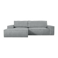 SCHLAFSOFA - 4 Personen - Samt, Stoff - Hellgrau - - Grau, Textil (267/85/167cm) - Vente-Unique