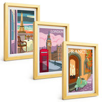 BILDER SET 3er Set - 20x30 cm Goldrahmen - Ansichten Paris London Retro - Goldfarben, Kunststoff (20/30cm) - TULUP