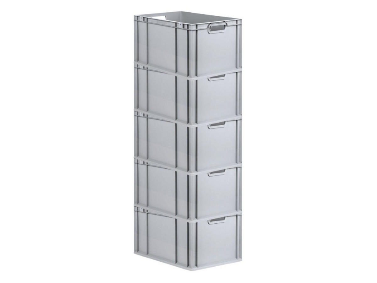 EUROBOX 5x Nextgen Economy Griffe Offen 32x40x60cm 65 Liter - Grau, Kunststoff (40/32/60cm) - PROREGAL