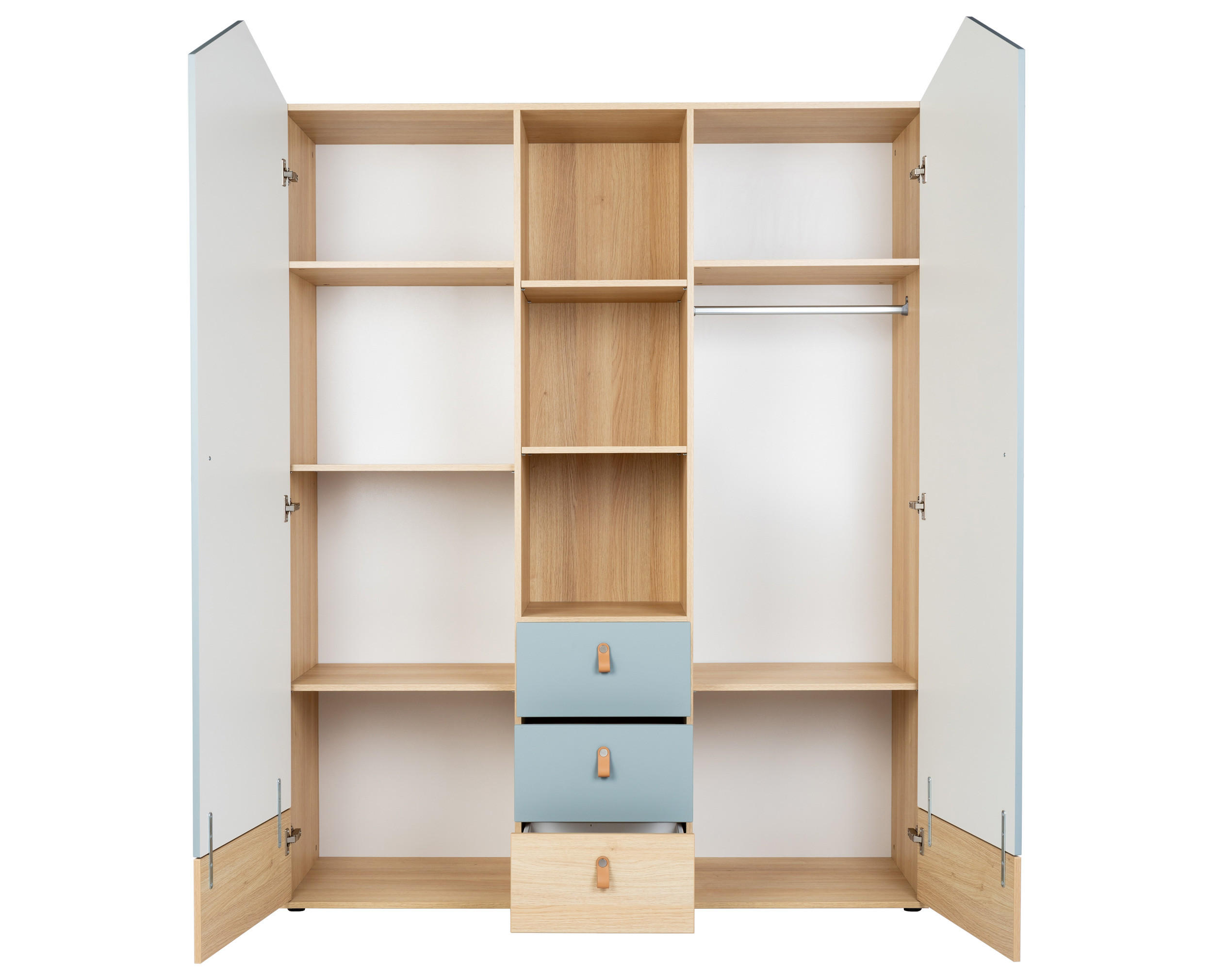 KLEIDERSCHRANK Roofy - Salbeigrün/Eichefarben, Leder/Holz (150/200/51cm) - arthur berndt