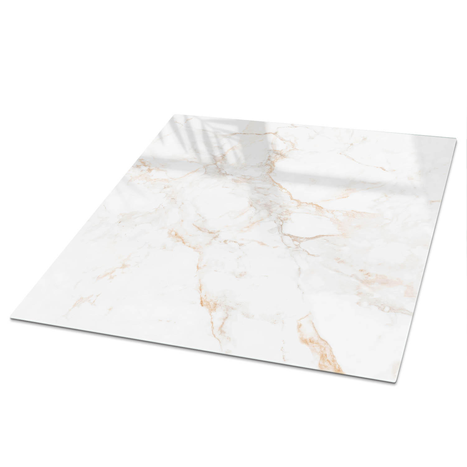 TISCHPLATTE 50x50 cm – Marmordesign - Weiß, Glas (0.4/50/50cm) - Wallfluent