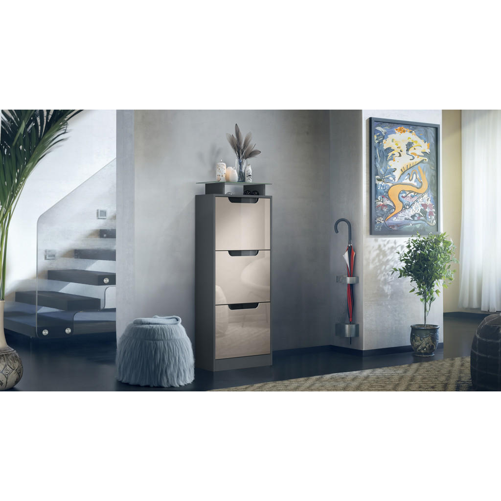 Thumbnail - Vladon Schuhschrank, Sand, Holzwerkstoff, 46x128x23 cm, Garderobe, Schuhaufbewahrung, Schuhkipper