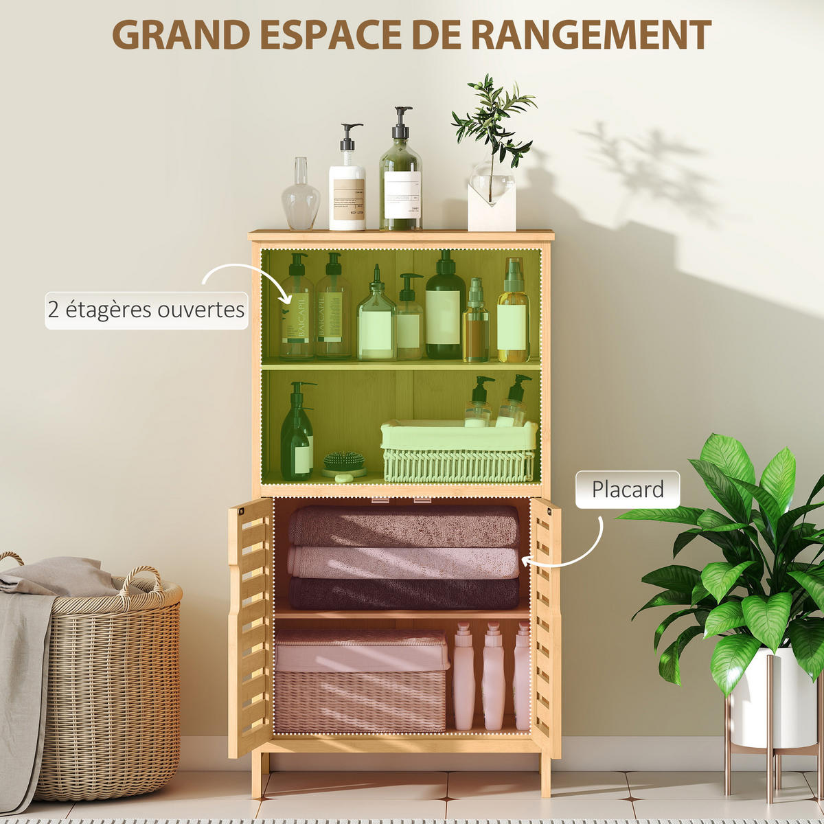 BADREGAL DE-12362 50/29/92 cm Natur - Naturfarben, Naturmaterialien (29/92/50cm) - ComfortXL