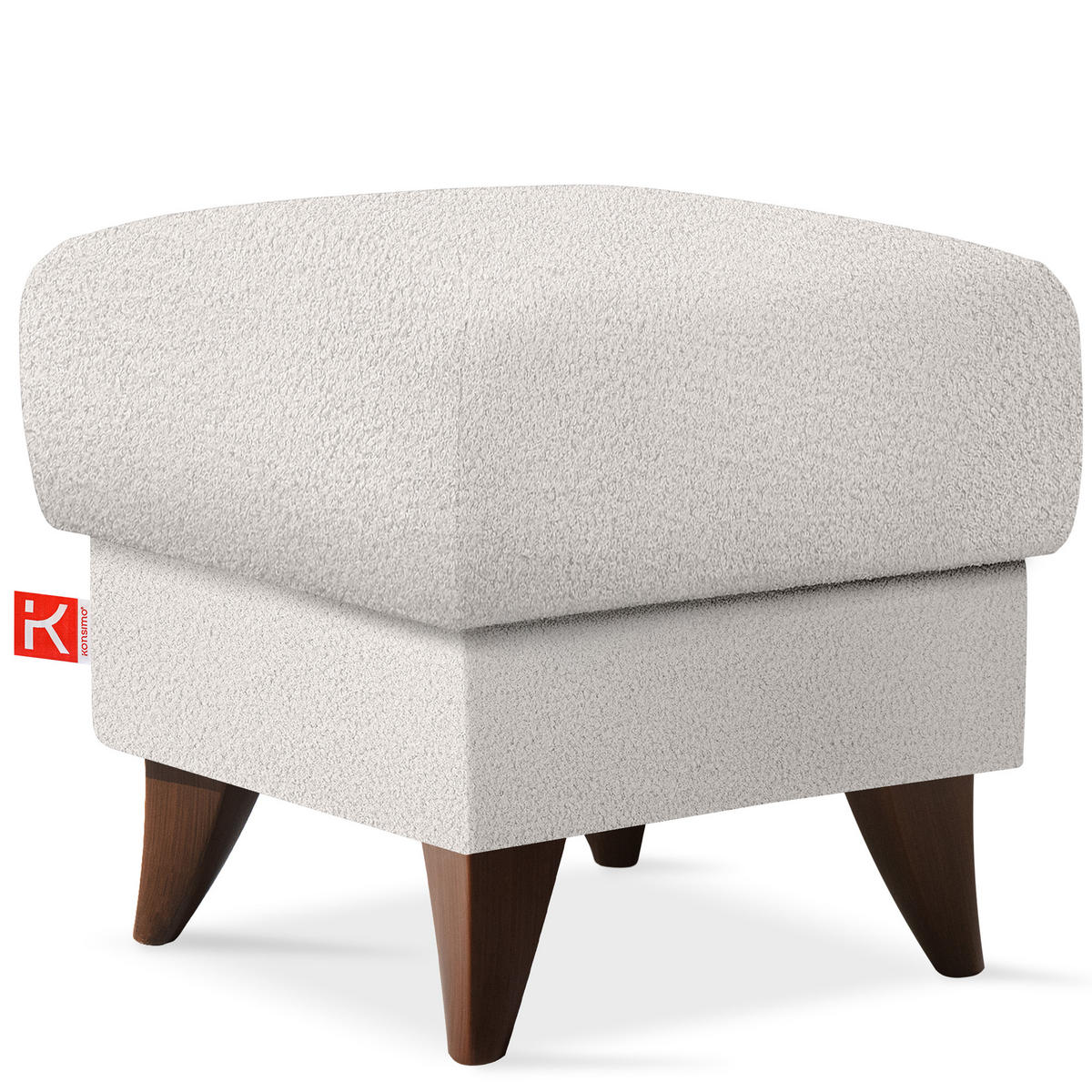 HOCKER GUSTAVO Fußstütze, Bouclé, Weiß - Weiß, Holz/Holzwerkstoff (53/49/53cm) - KONSIMO®
