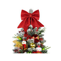 WEIHNACHTSBAUM künstlicher 60 cm mit LED-Beleuchtung, SCHNEEMANN, mit 31 Weihnachtsbaumschmuck, Pflanztopf mit Jutesack - Rot/Goldfarben, Kunststoff/Stein (40/60cm) - LAALU