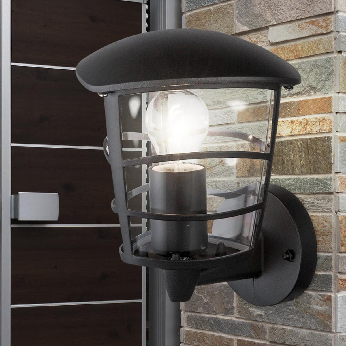 AUSSENLEUCHTE Aluminium Schwarz OMERO 2er Set - Schwarz, Metall (19.5/16.5/22.5cm) - Globo Lighting