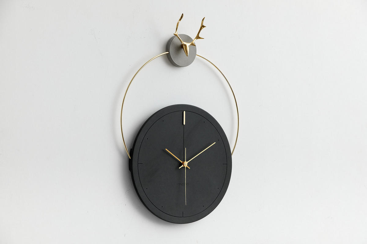 WANDUHR Design Schwarz 45/65 cm - Schwarz, Holzwerkstoff/Metall (1.89/65/2cm) - ONZENO