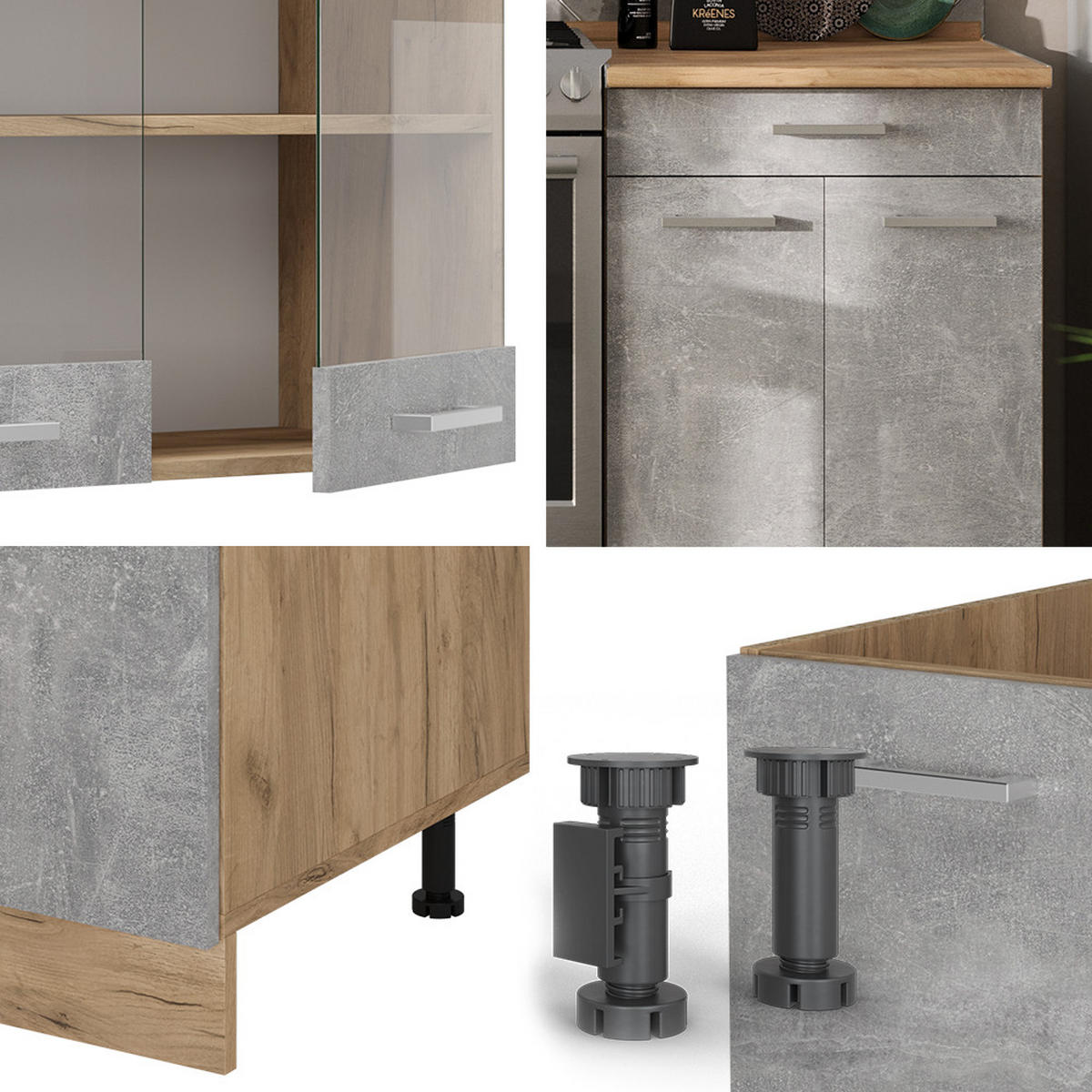 Honigeiche/Grau, Holzwerkstoff (200/81.6/60cm) - Vicco