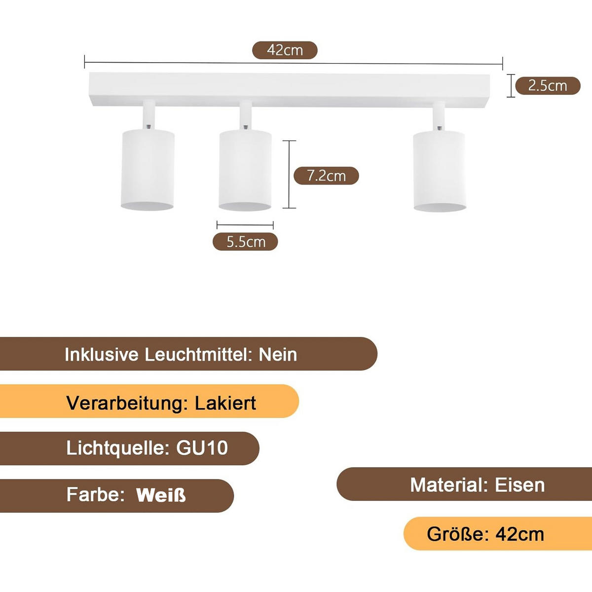 STRAHLER Glanz 42/6/10 cm - Weiß, Metall (42/6/10cm) - Nettlife