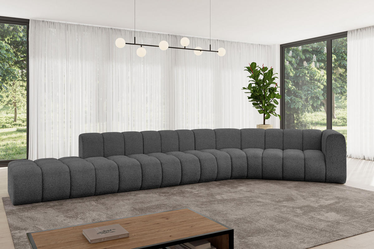 ECKSOFA modulares Sofa Tilmo-L2 - 490x194x70 cm Grau - Grau, Holzwerkstoff/Textil (490/194cm) - ALTDECOR
