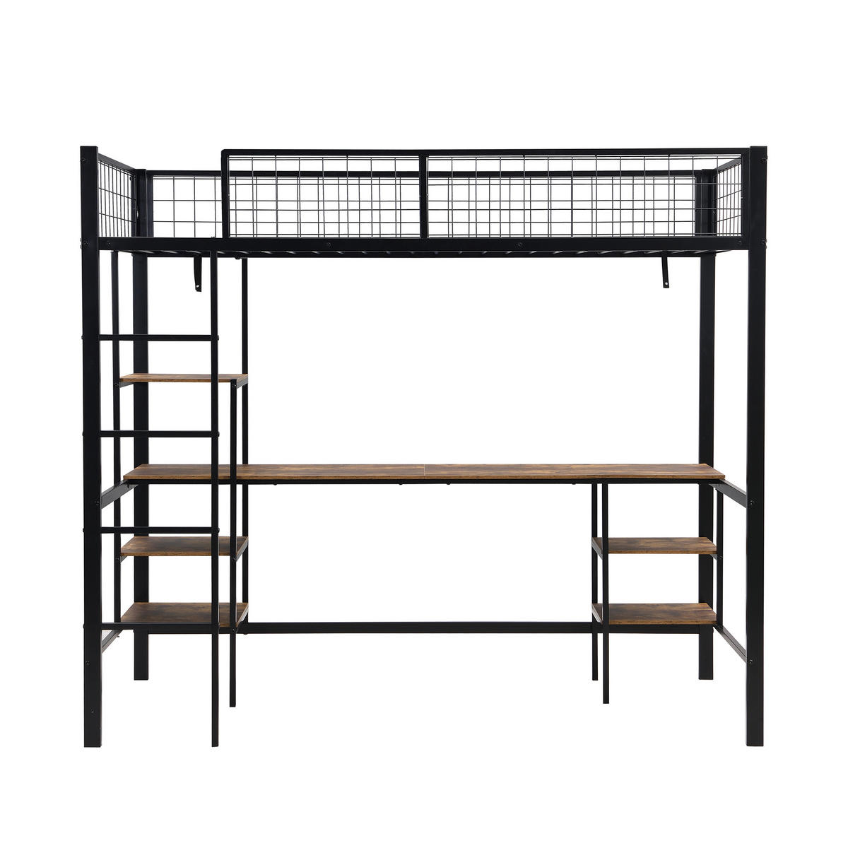 HOCHBETT 90/200 cm DE-02224, in Schwarz, mit Tisch und Regal - Schwarz, Holzwerkstoff/Metall (90/200cm) - ComfortXL