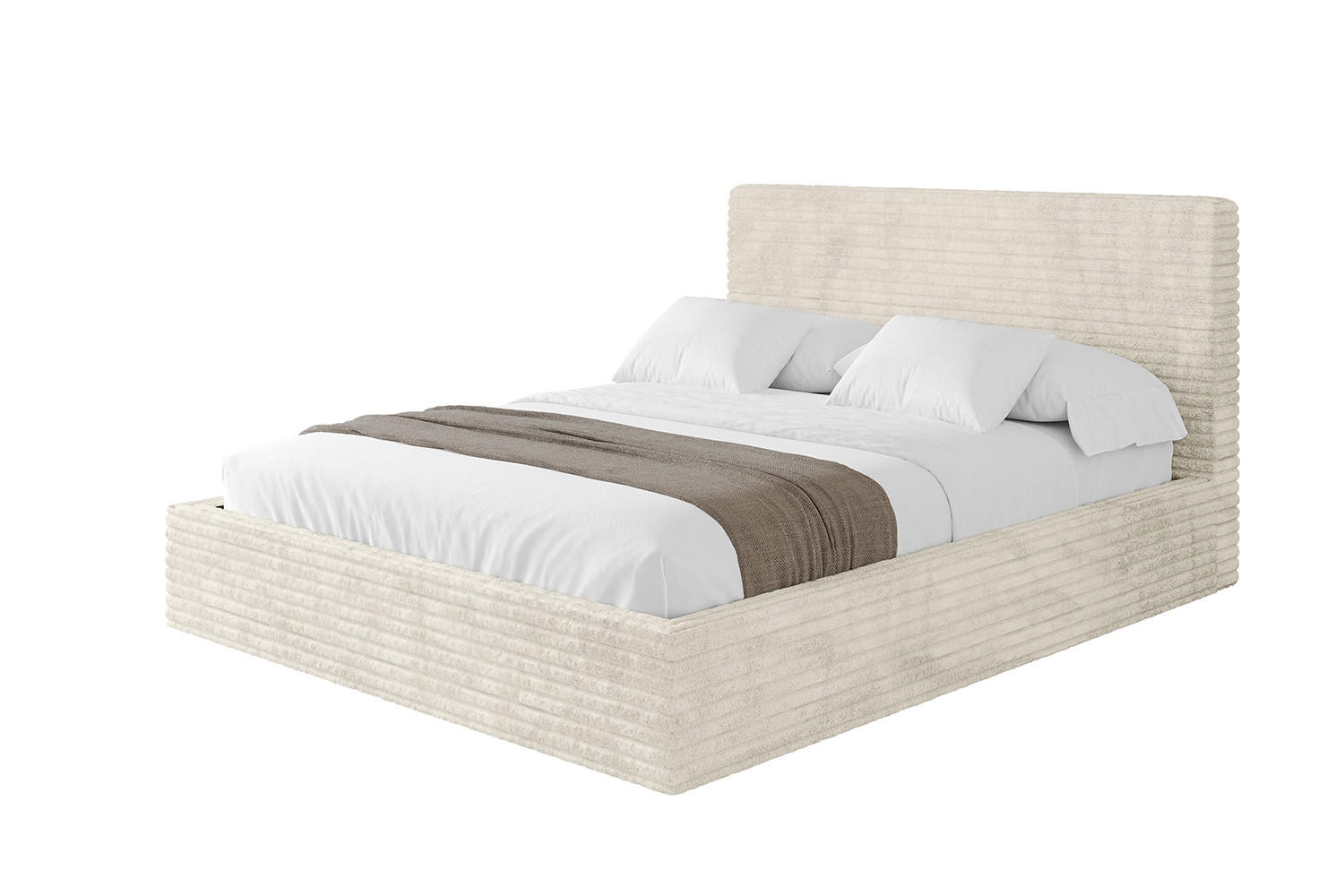 POLSTERBETT mit Bettkasten und Lattenrost, Bett mit Matratze H3/H4 - ALOVA - Beige, Holzwerkstoff/Textil (180/200cm) - ALTDECOR