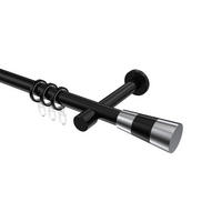 GARDINENSTANGEN-SET Prestige Tanara 140 cm, 1-läufig, 20 mm Ø Schwarz - Chromfarben/Schwarz, Metall (140cm) - INTERDECO