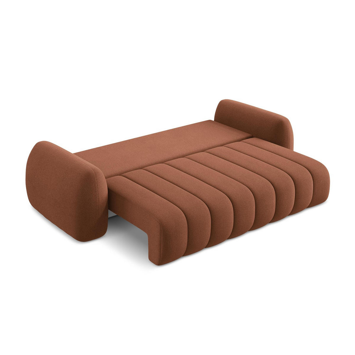 3-SITZER SOFA mit Schlaffunktion Bouclé Stoff Orange - Terracotta/Schwarz, Holzwerkstoff/Kunststoff (266/95/121cm) - LaMiaSofa