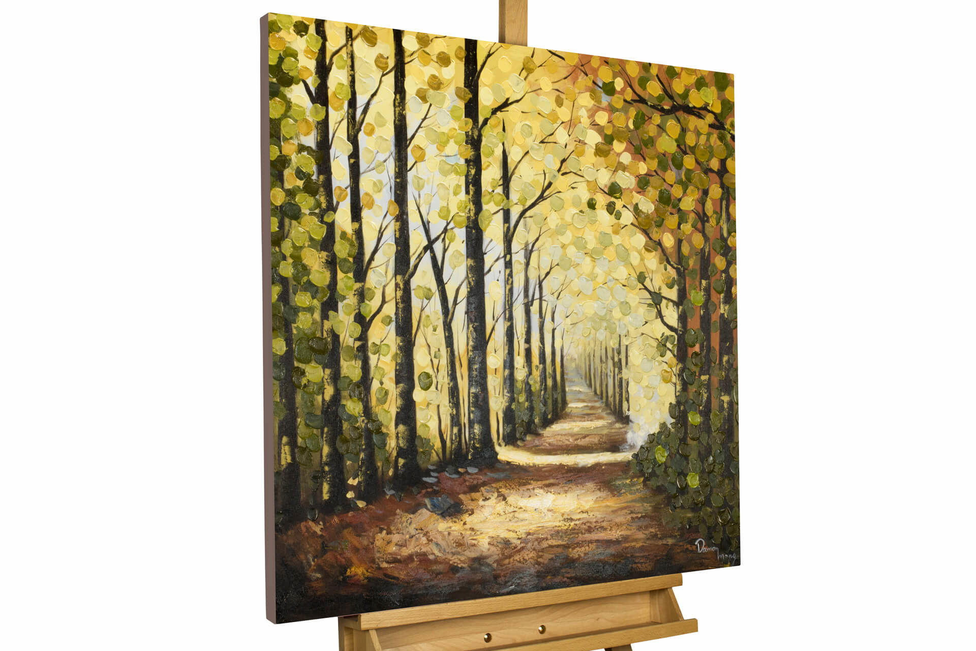 ACRYLBILD HANDGEMALT 80/80 cm - Braun/Grün, Holz/Textil (1.5/80cm) - KUNSTLOFT