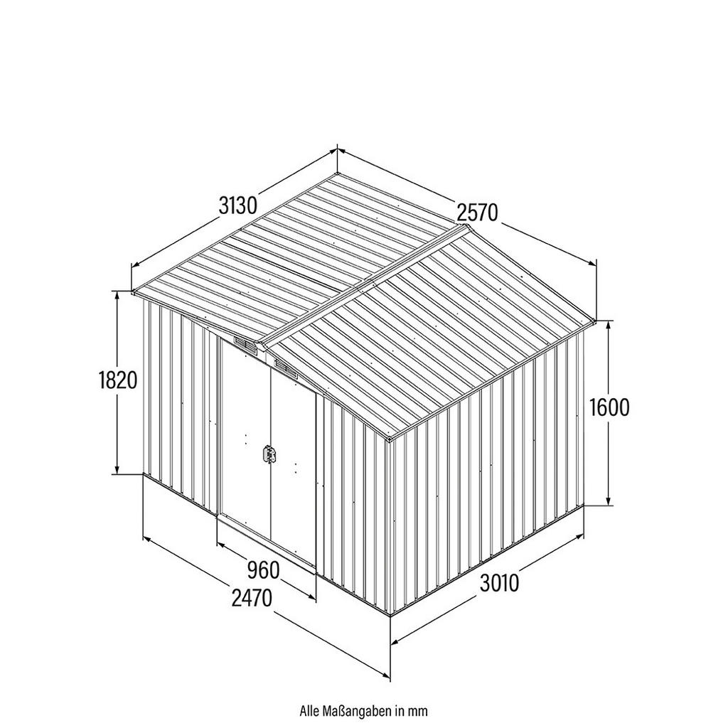 Thumbnail - Home Deluxe Geräteschuppen, Metall, 257x178x313 cm, Aufbewahrung & Schutzhüllen, Geräteschuppen