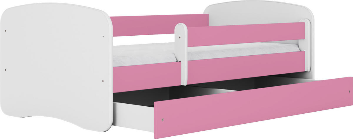 KINDERBETT Emily mit Schublade und Matratze, Rosa 80x180 cm - Rosa/Weiß, Holzwerkstoff (180/80cm) - WFL GROUP
