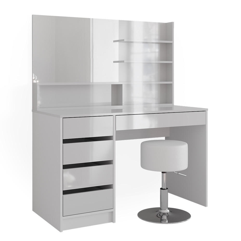 SCHMINKTISCH Sherry Weiß 145 cm mit Hocker - Weiß, Holzwerkstoff (55/75/145cm) - Vicco