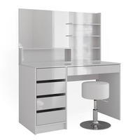 SCHMINKTISCH Sherry Weiß 145 cm mit Hocker - Weiß, Holzwerkstoff (55/75/145cm) - Vicco