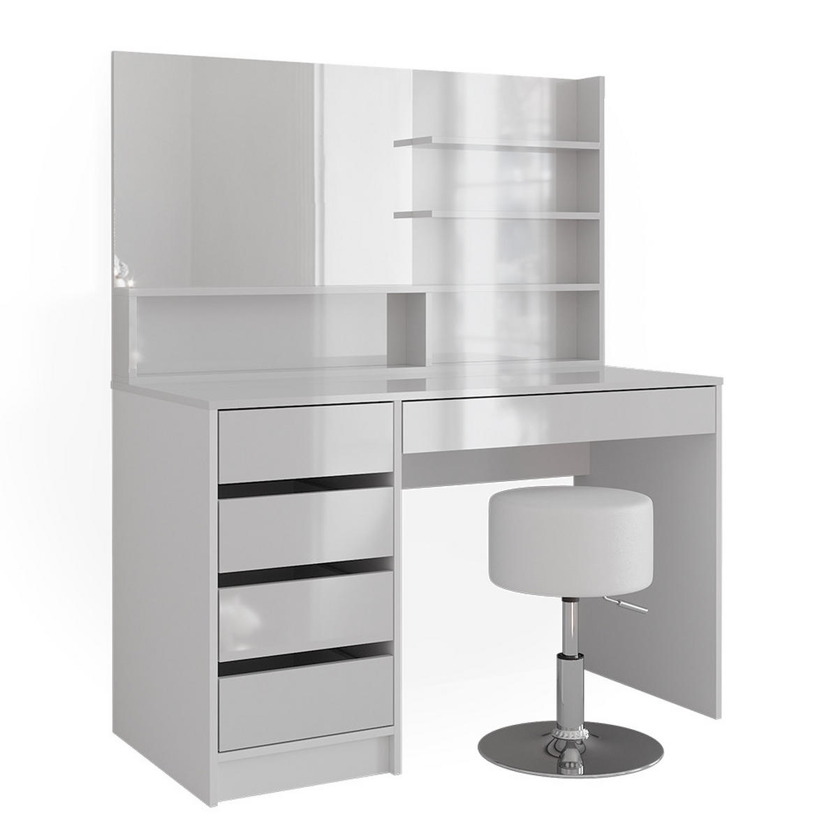 SCHMINKTISCH Sherry Weiß 145 cm mit Hocker - Weiß, Holzwerkstoff (55/75/145cm) - Vicco