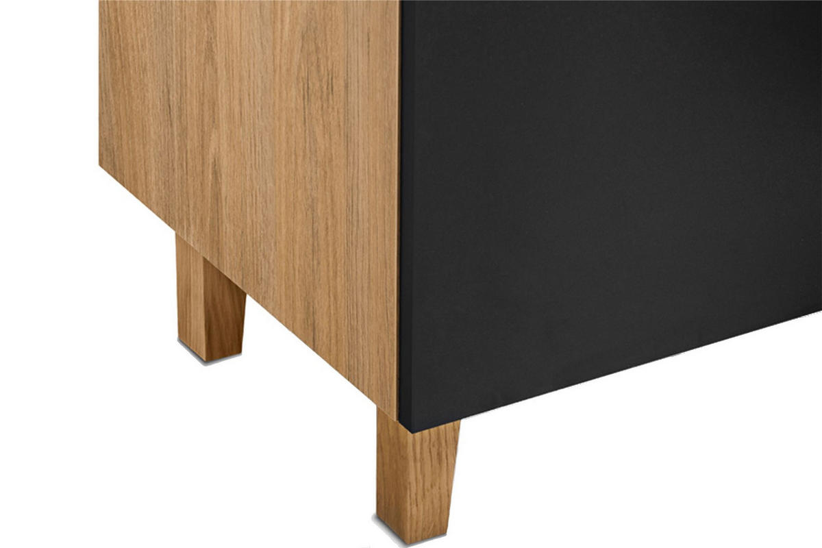KOMBIKOMMODE FRISK 2 Türen und 4 Schubladen, schwarz - Eichefarben/Schwarz, Eichenholz/Holzwerkstoff (150/81/46cm) - KONSIMO®