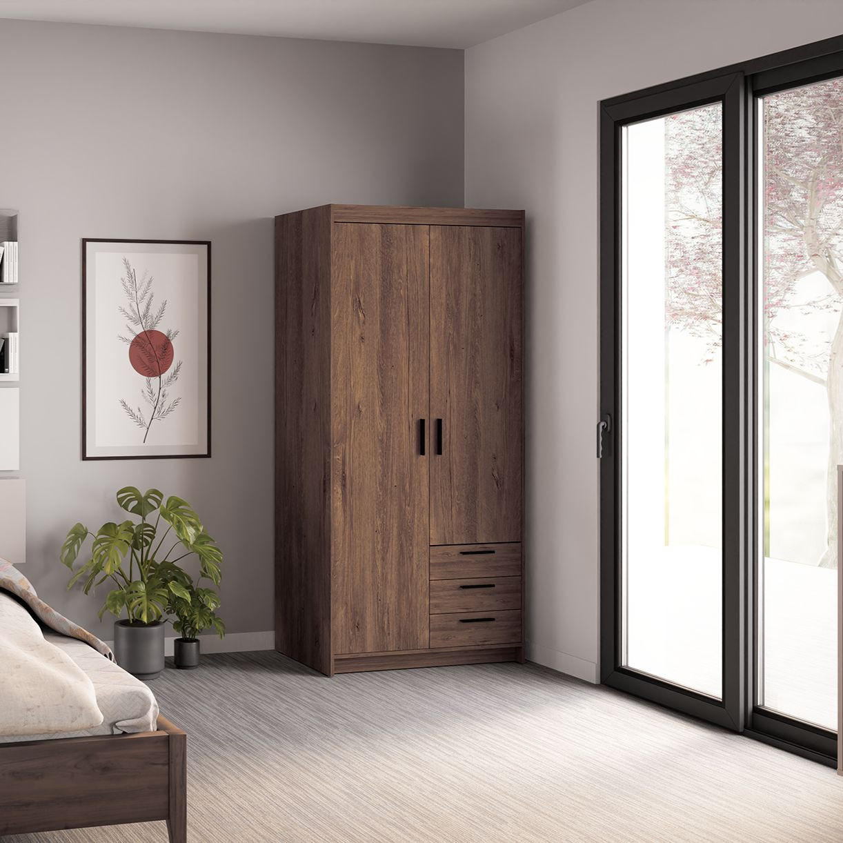 DREHTÜRENSCHRANK ELENORA 89,7/190,5/53cm 2-türig Braun - Braun, Holzwerkstoff (89.7/190.5/53cm) - MASSENO