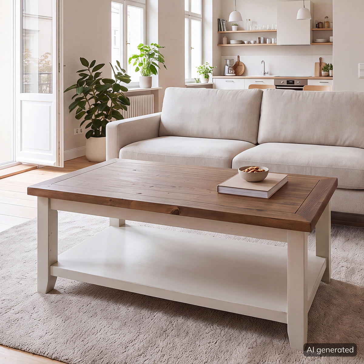 COUCHTISCH - Kiefer massiv - Kieferfarben, Holz (60/120/45cm) - home24