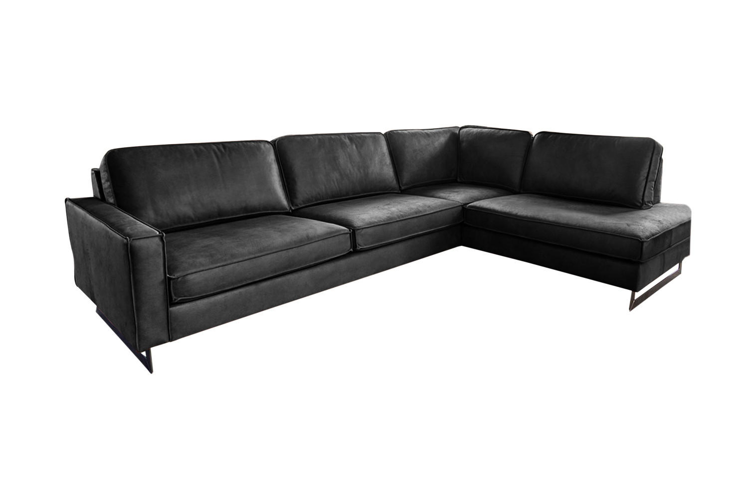 ECKSOFA VILNIUS Schwarz Lederfaserstoff - Schwarz, Leder/Metall (290/217cm) - KAWOLA