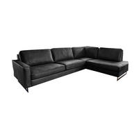 ECKSOFA VILNIUS Schwarz Lederfaserstoff - Schwarz, Leder/Metall (290/217cm) - KAWOLA