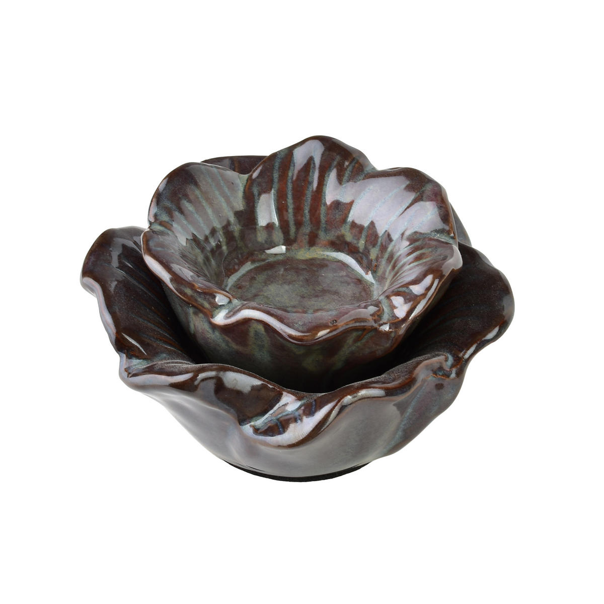 KERZENHALTER Yarine dunkelgrau 11/11/6 cm Keramik - Dunkelgrau, Keramik (11/6cm) - Mondex