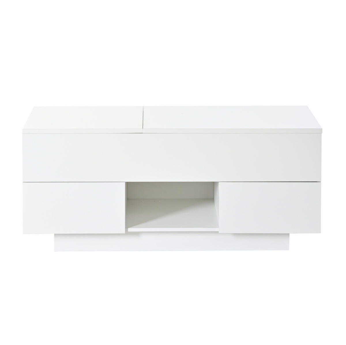 COUCHTISCH höhenverstellbar 100 x 45 x 43 cm Weiß mit 2 Schubladen LED - Weiß, Holzwerkstoff (100/45/43cm) - Meubliv