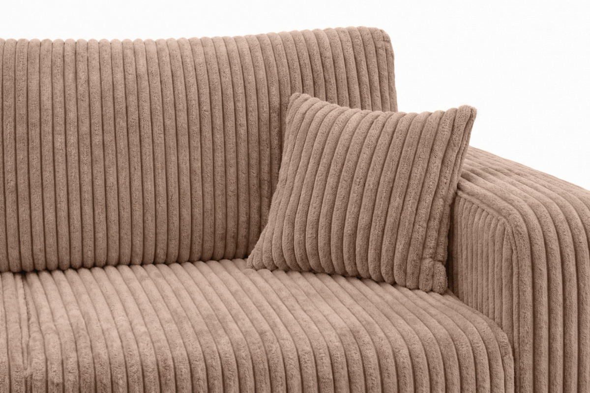 ECKSOFA Mit Schlaffunktion, Cordstoff Tilia, Braun, Links, ROUND ONE XL - Braun, Holz (271/175cm) - Kaiser Möbel