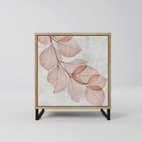 SIDEBOARD AUTUMN FRAGILITY, Eichefarben, 57,5x42x67,5 cm, Schwarze Metall-Rahmenfüße - Eichefarben/Multicolor, Holzwerkstoff/Metall (57.5/67.5/42cm) - SpaceRebels